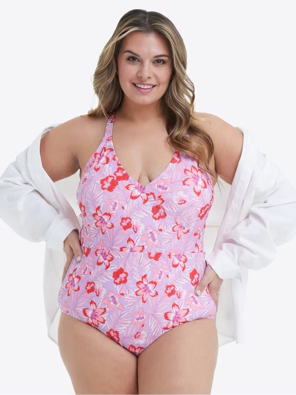 NWT Draper James One Piece Swimsuit in Floral Scallop Size 2X